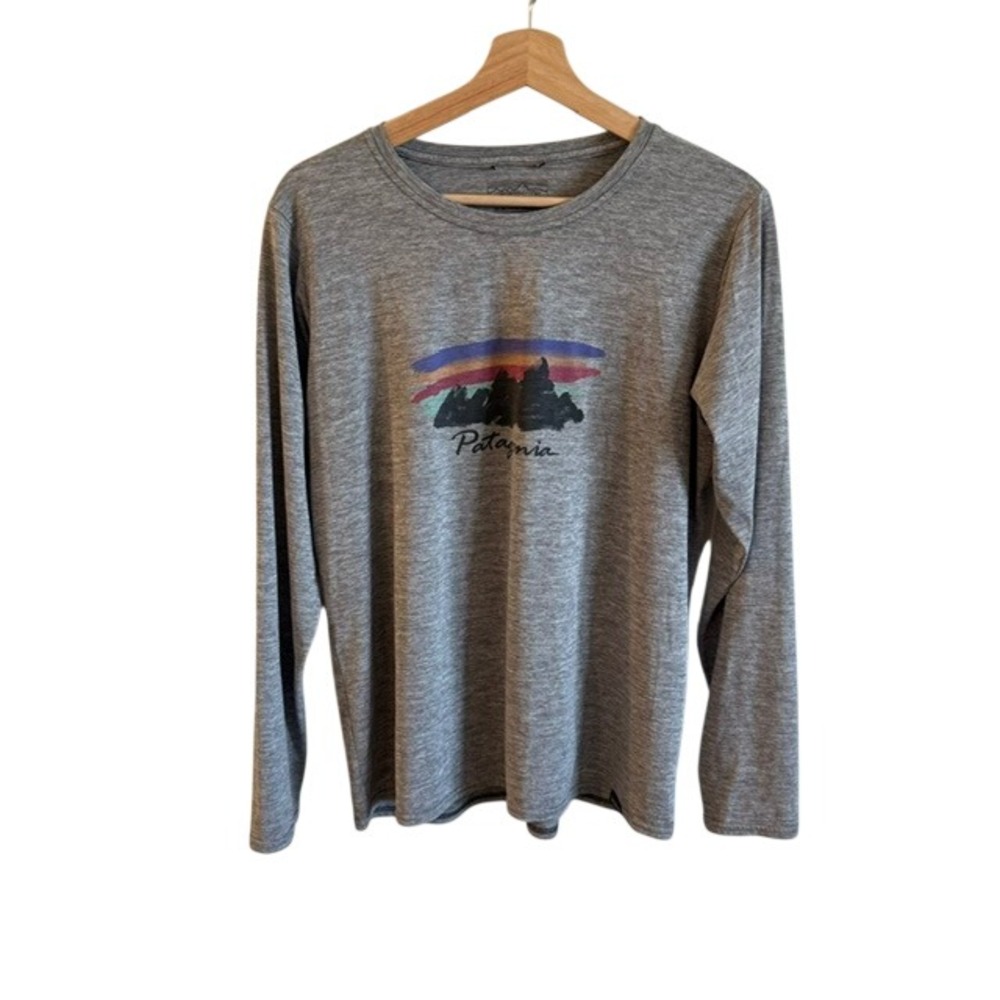 Patagonia Capilene Cool Daily Shirt Women L Gray Excellent Graphic Long Sleeve